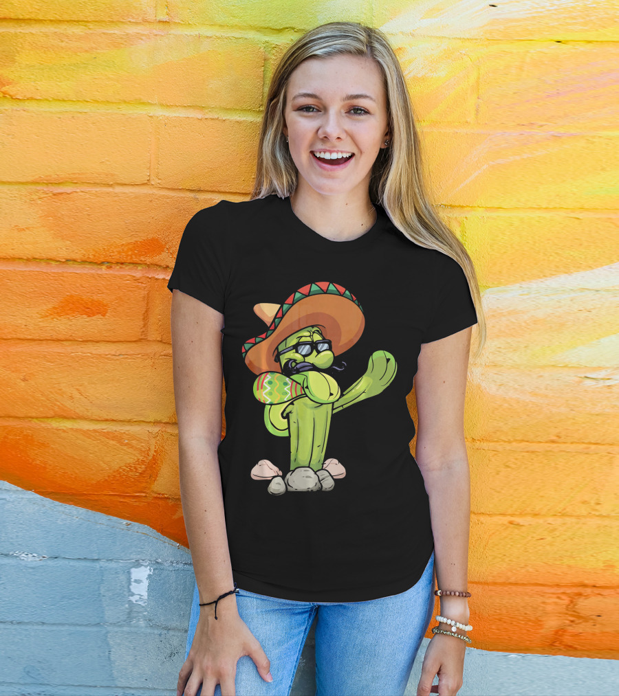 Sombrero Cactus Dabbing Dance Cinco De Mayo T-Shirt