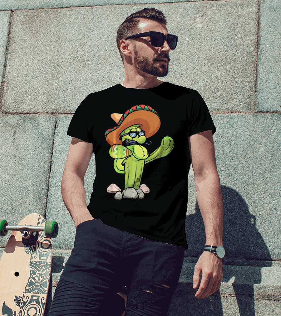 Sombrero Cactus Dabbing Dance Cinco De Mayo T-Shirt