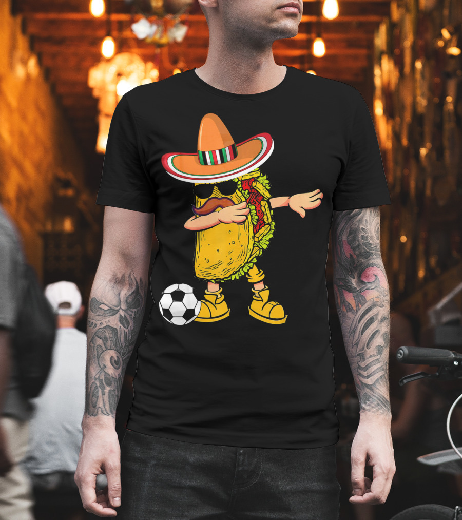 Dabbing Soccer Taco with Sombrero Cinco de Mayo Dab T-Shirt