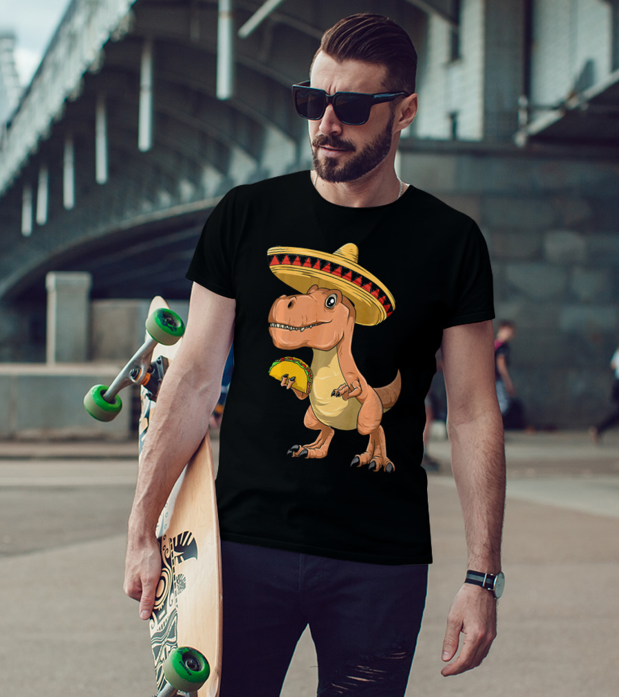 Dinosaur Taco Mexican Sombrero Dinosaur T-Shirt