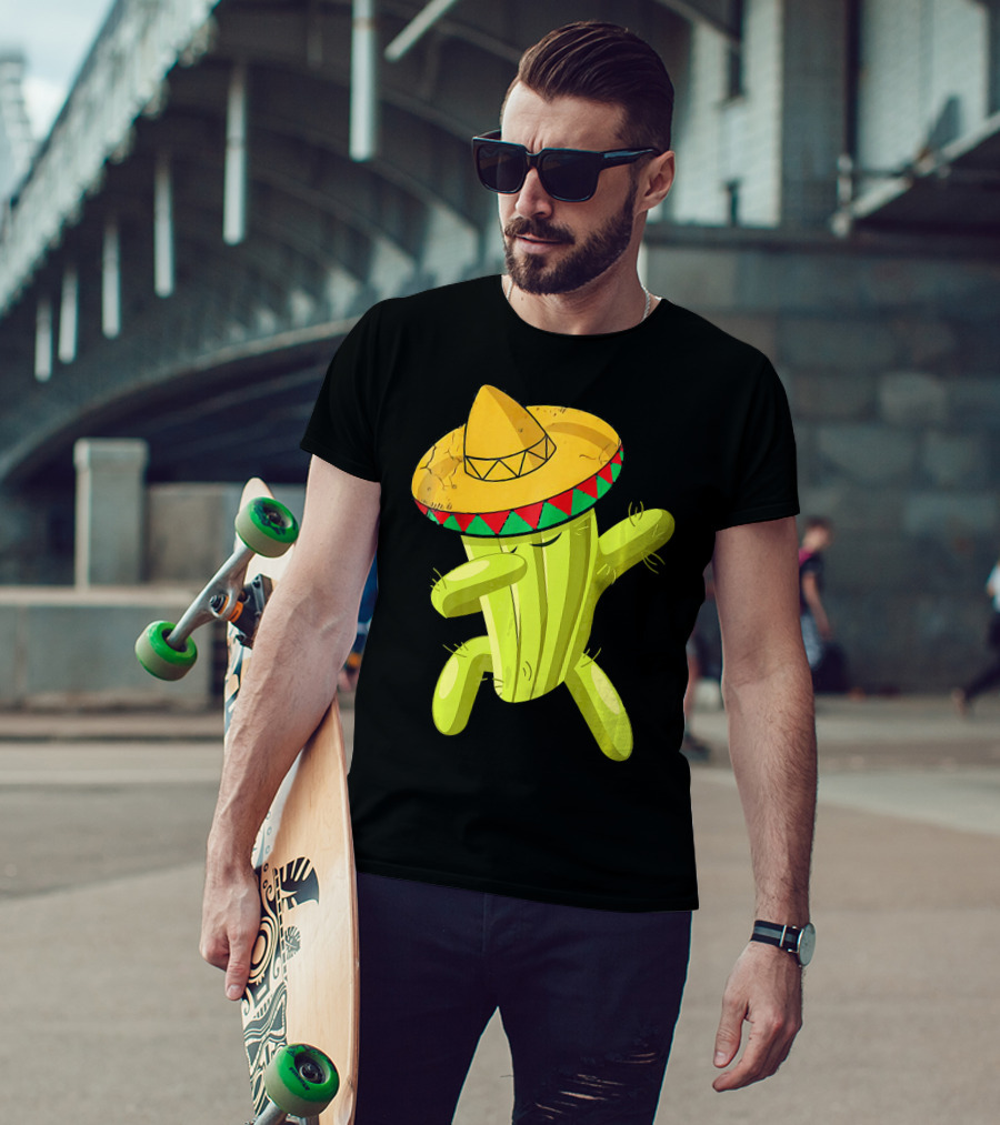 Dancing Cactus With Sombrero Funny Cinco De Mayo For Son T-Shirt