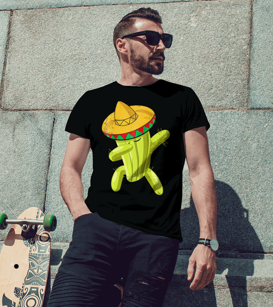 Dancing Cactus With Sombrero Funny Cinco De Mayo For Son T-Shirt