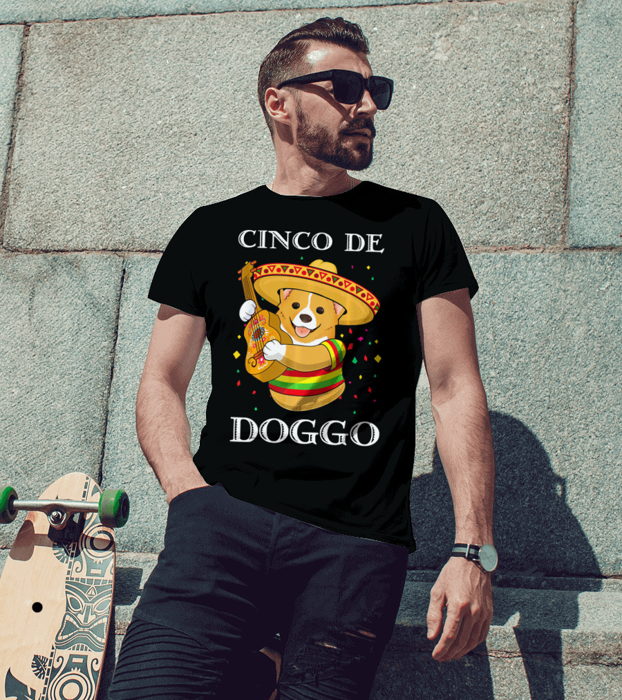 Cinco De Doggo Funny Corgi Guitar Fiesta T-Shirt