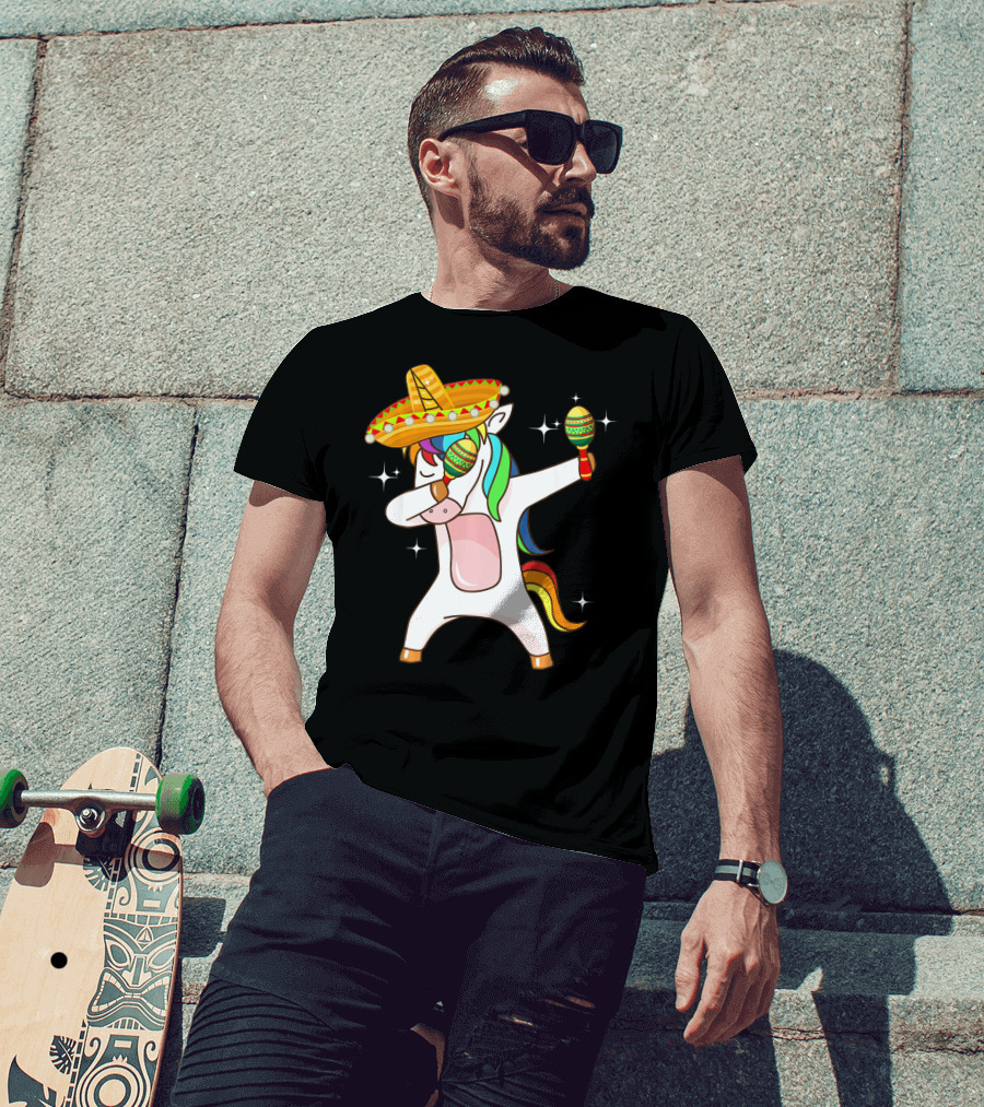 Dabbing Unicorn Sombrero Maracas Cinco De Mayo T-Shirt