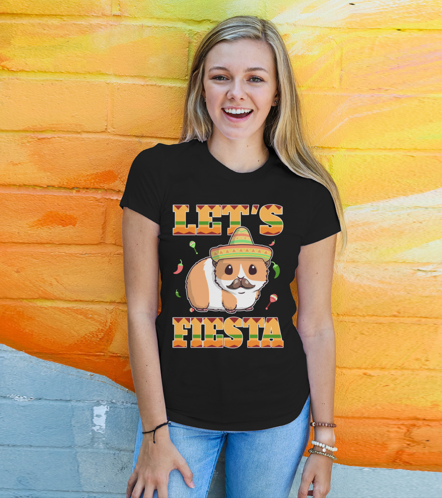 Let's Fiesta Guinea Pig Sombrero Maracas Cinco De Mayo Mex T-Shirt