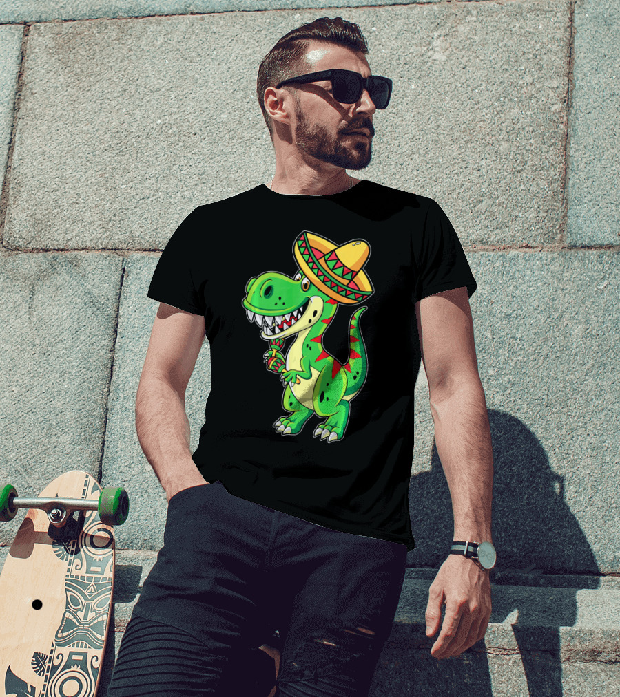 Cinco De Mayo Sombrero Tyrannosaurus Rex Dinosaur Fiesta T-Shirt