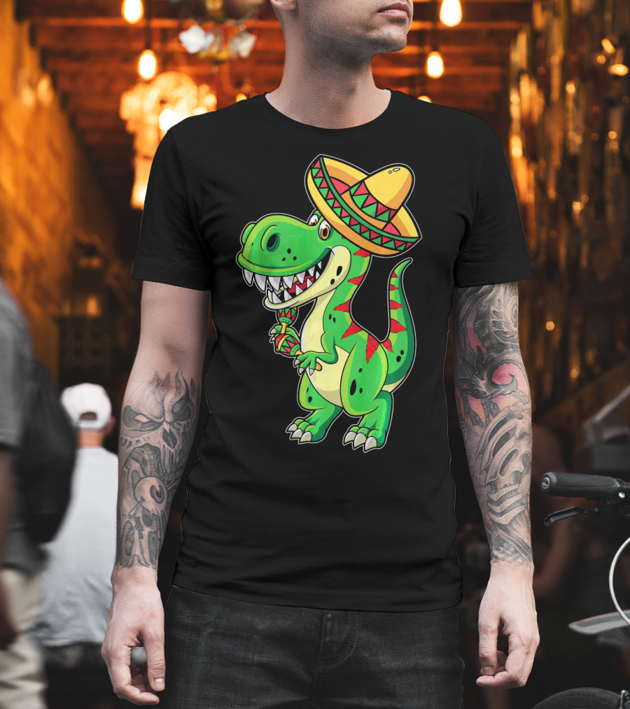Cinco De Mayo Sombrero Tyrannosaurus Rex Dinosaur Fiesta T-Shirt