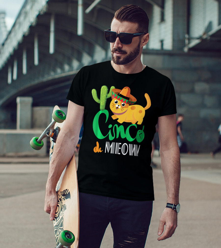 Cinco De Meow Cat Cactus Sombrero Mexico Cinco De Mayo T-Shirt