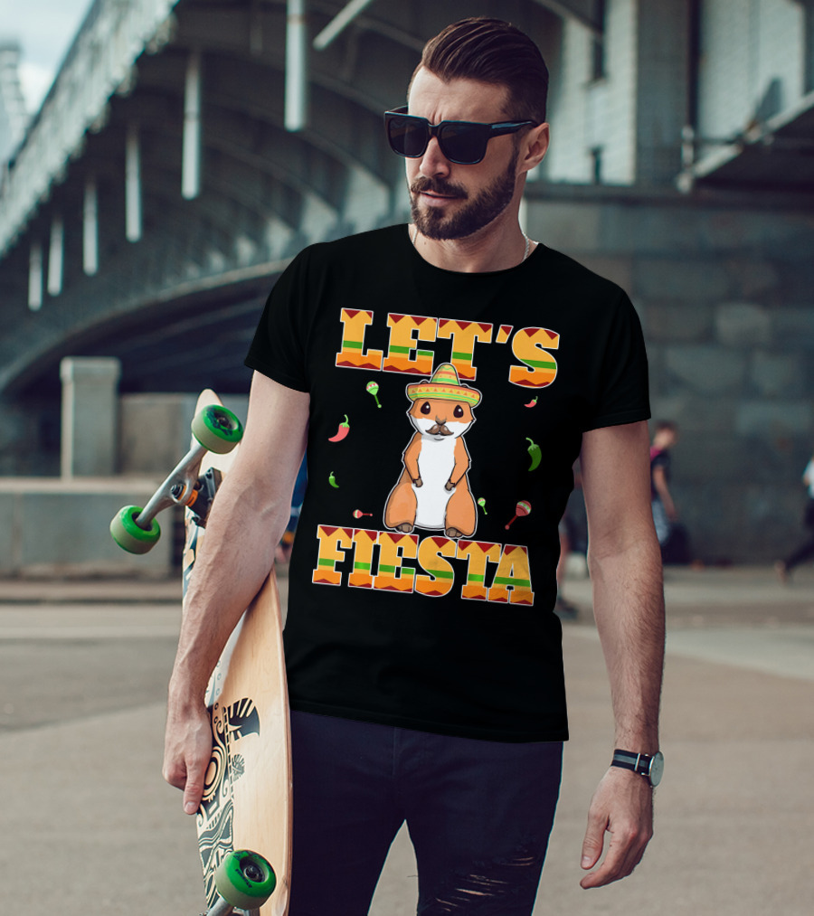 Let's Fiesta Prairie Dog Cinco De Mayo Sombrero Celebration Peppers Maracas T-Shirt