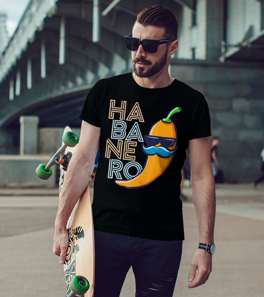Habanero Lover Emoji Cinco De Mayo Mustache Pepper T-Shirt