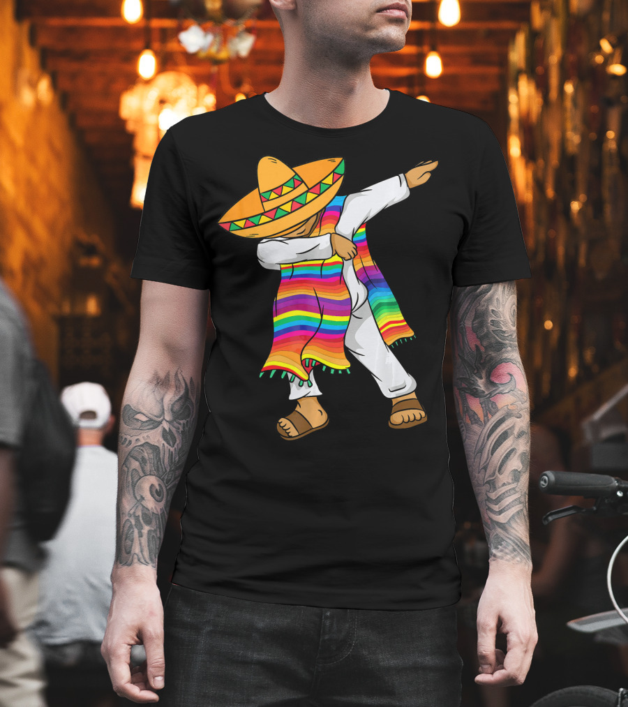 Dabbing Mexican Poncho Cinco De Mayo T-Shirt