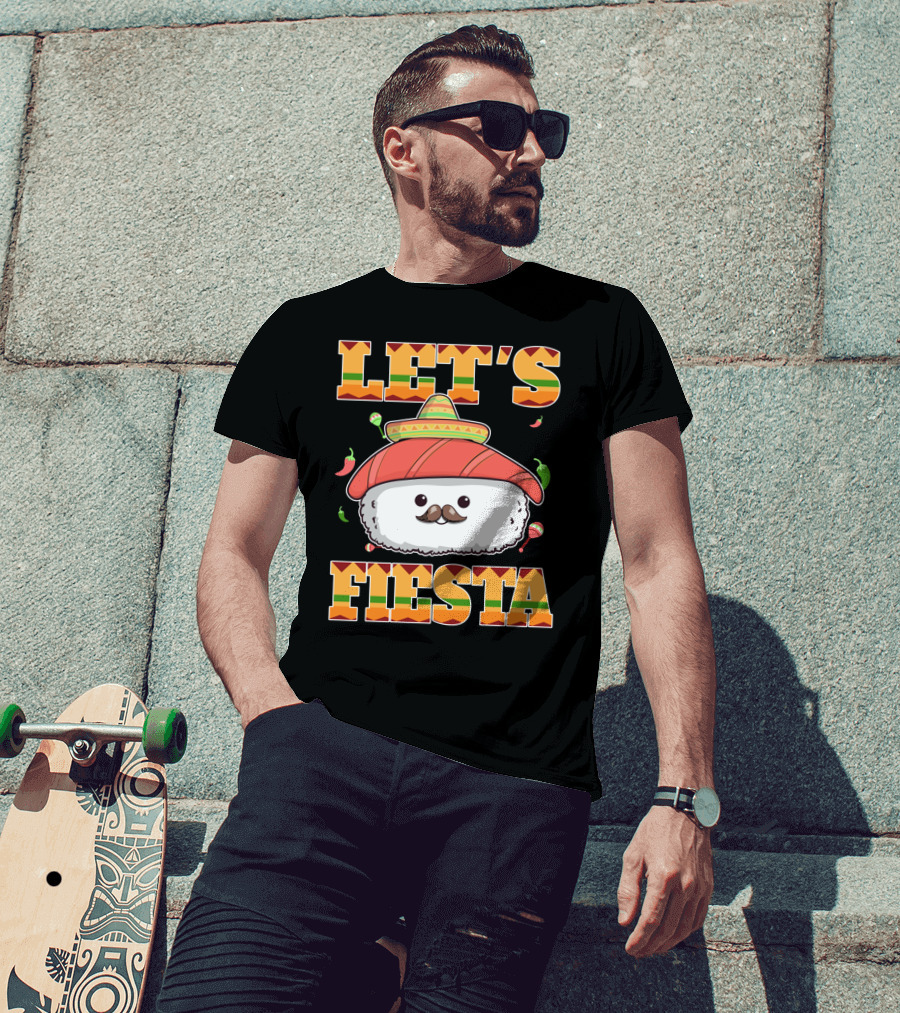 Let's Fiesta Sushi Cinco De Mayo Mexican Sombrero Cute Sushi T-Shirt