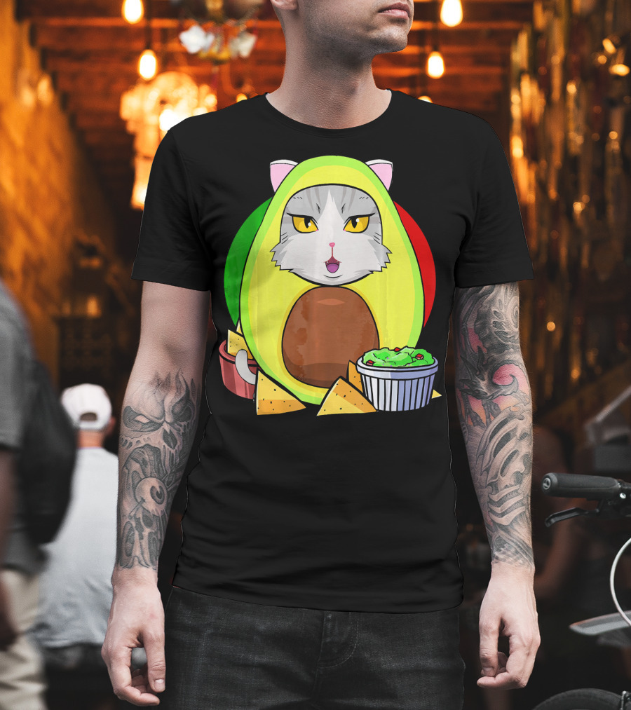 Cinco De Mayo Avogato Cat Avocado with Chips and Guacamole T-Shirt