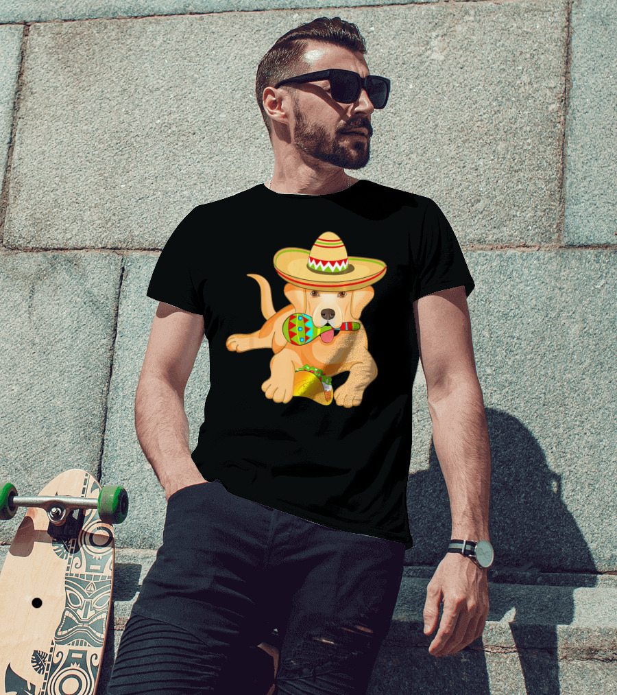 Cinco De Mayo Labrador Dog With Sombrero Taco And Maraca T-Shirt