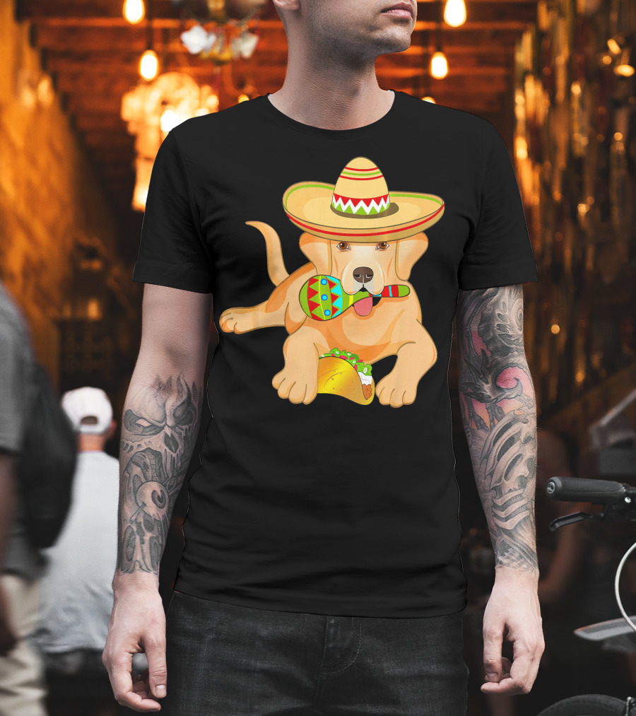 Cinco De Mayo Labrador Dog With Sombrero Taco And Maraca T-Shirt
