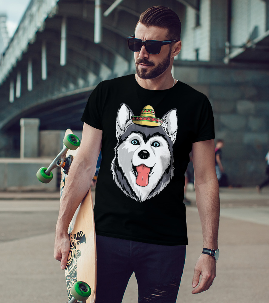Fiesta Siberian Husky Sombrero Cinco De Mayo Mexi T-Shirt