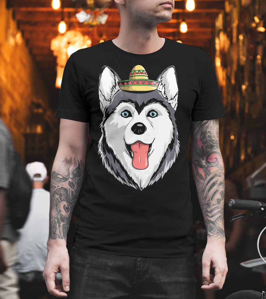 Fiesta Siberian Husky Sombrero Cinco De Mayo Mexi T-Shirt