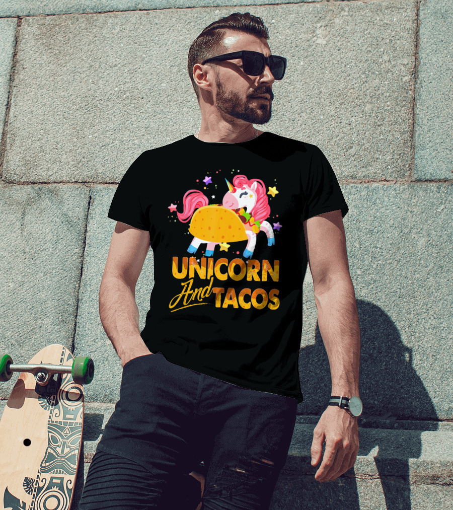 Unicorn And Tacos Colorful Cinco De Mayo Fun T-Shirt