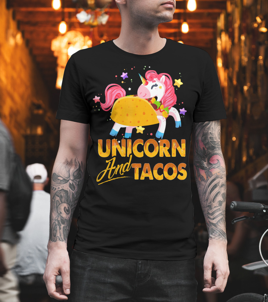 Unicorn And Tacos Colorful Cinco De Mayo Fun T-Shirt