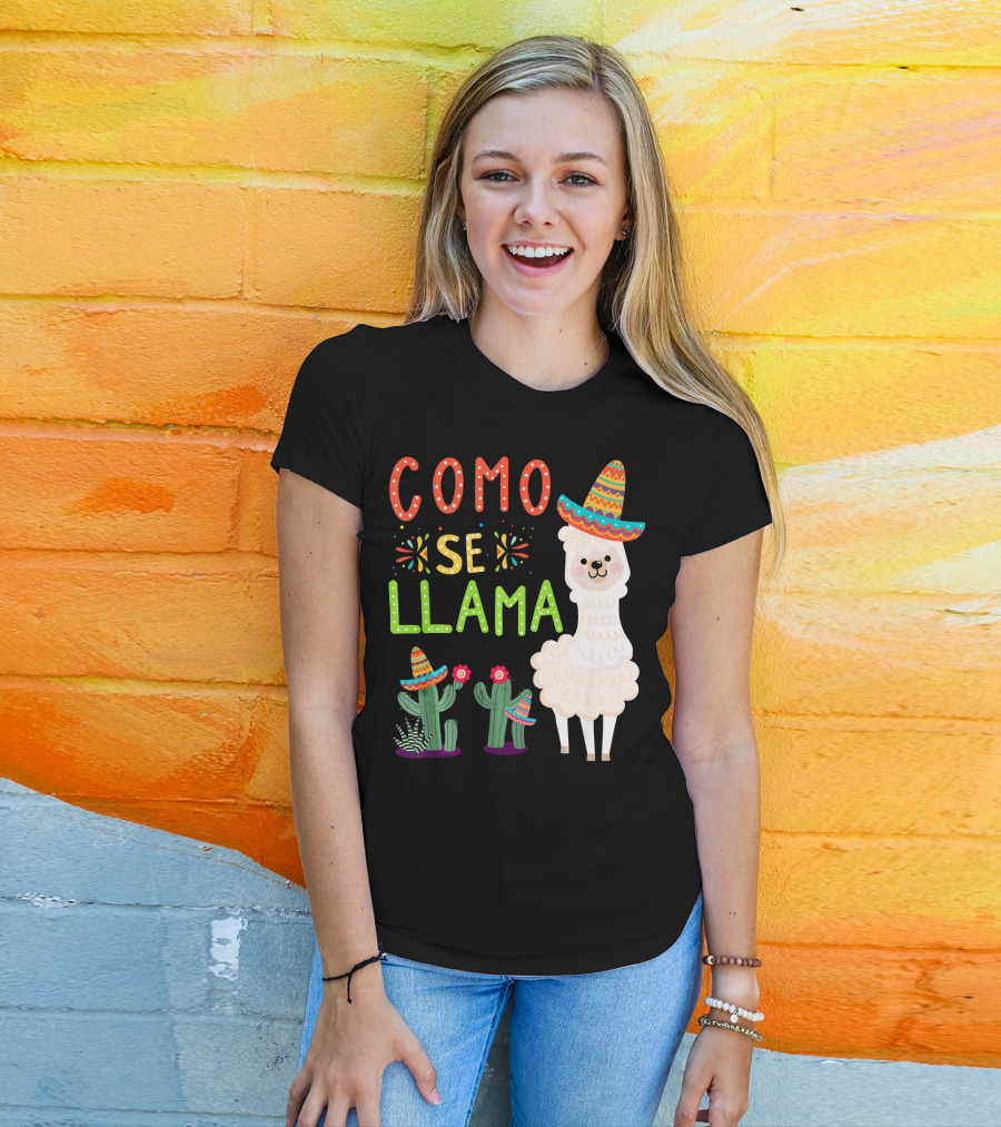 Como Se Llama Sombrero Llama And Cactus Fiesta Cinco De Mayo T-Shirt