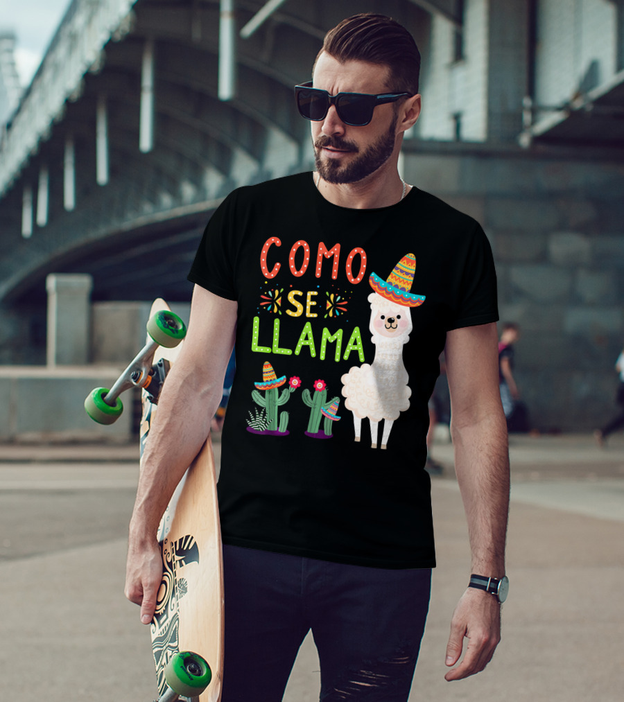 Como Se Llama Sombrero Llama And Cactus Fiesta Cinco De Mayo T-Shirt
