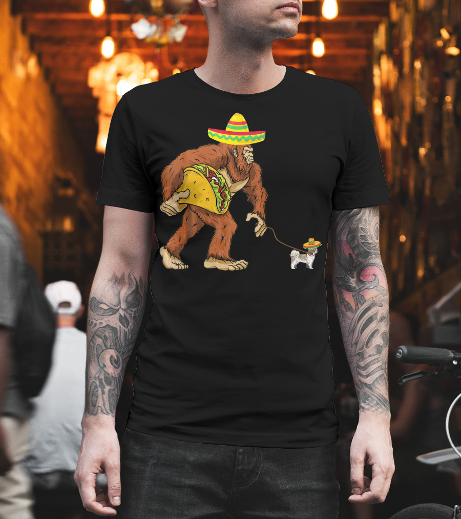 Cinco de Mayo Bigfoot Taco Shih Tzu Sombrero T-Shirt