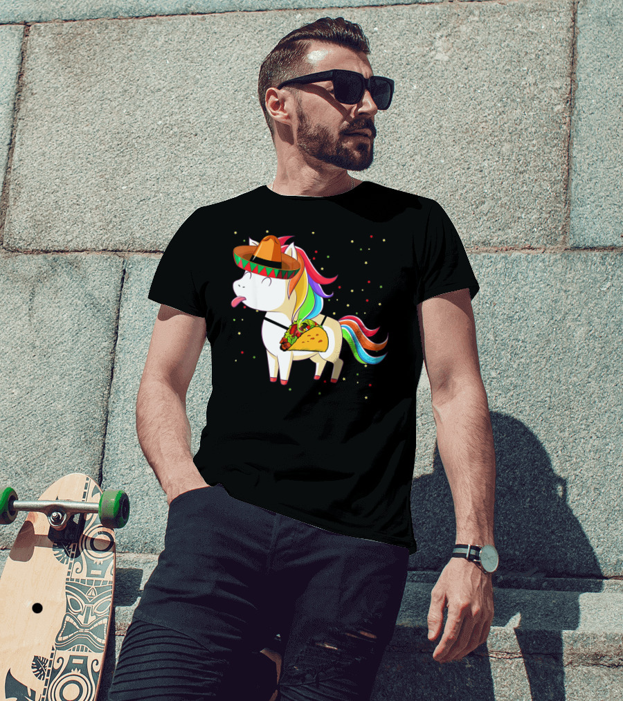 Sombrero Taco Unicorn Cinco De Mayo T-Shirt