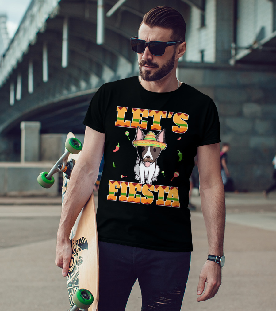 Let's Fiesta Rat Terrier Dog Cinco DE Mayo With Sombrero And Maracas T-Shirt