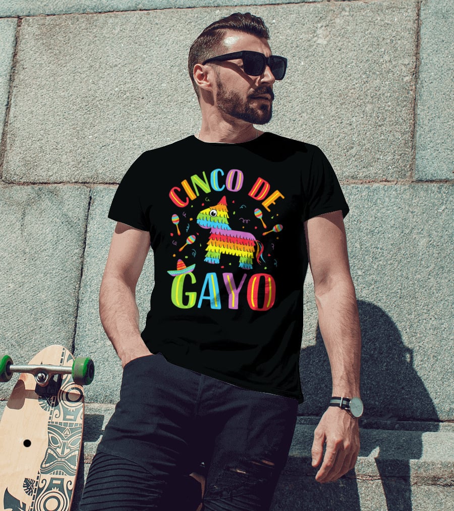 Cinco De Gayo Rainbow Pinata Maracas Fiesta T-Shirt