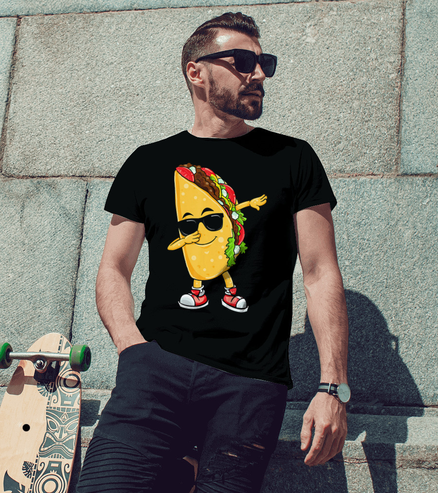 Dabbing Taco Cinco De Mayo Celebration Fun With Sunglasses T-Shirt