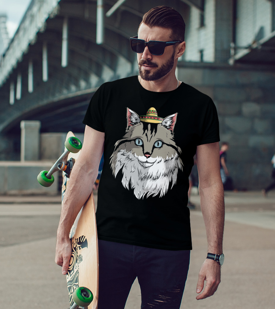 Maine Coon Cat Sombrero Fiesta Cinco De Mayo T-Shirt
