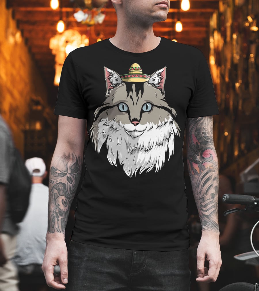 Maine Coon Cat Sombrero Fiesta Cinco De Mayo T-Shirt