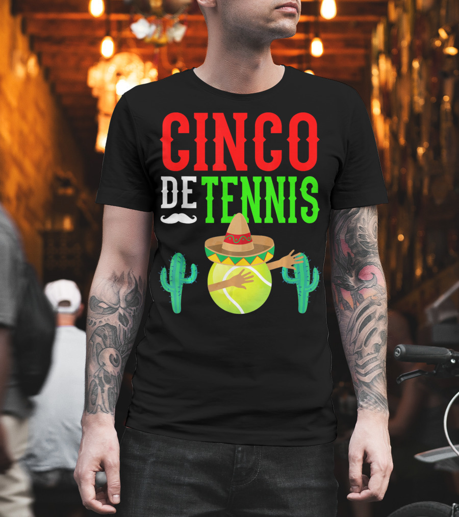 Cinco De Tennis Dabbing Sombrero Cactus T-Shirt