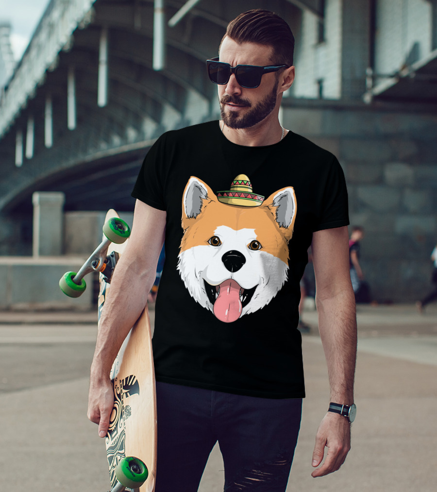 Akita Dog Sombrero Cinco De Mayo Fiesta T-Shirt