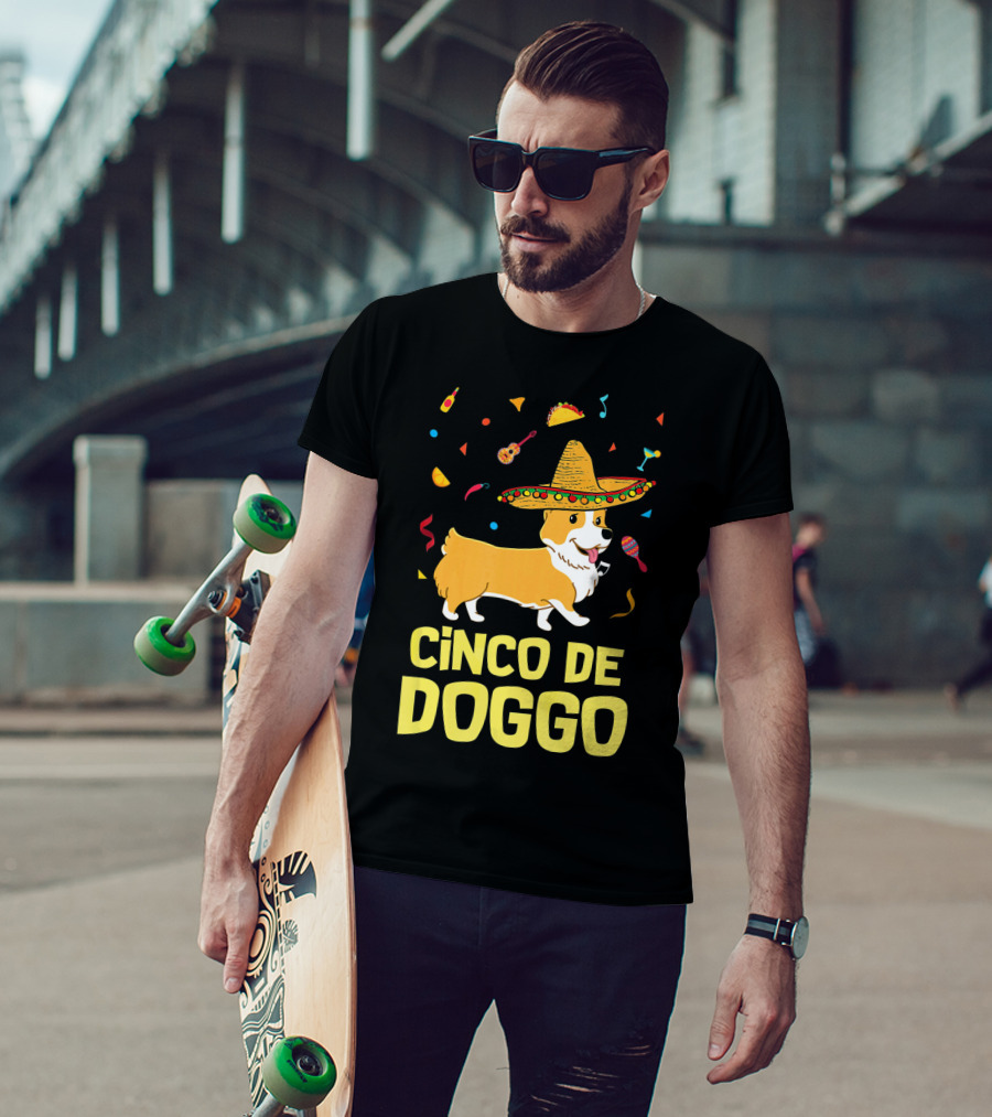 Cinco De Doggo Funny Taco Sombrero Corgi T-Shirt