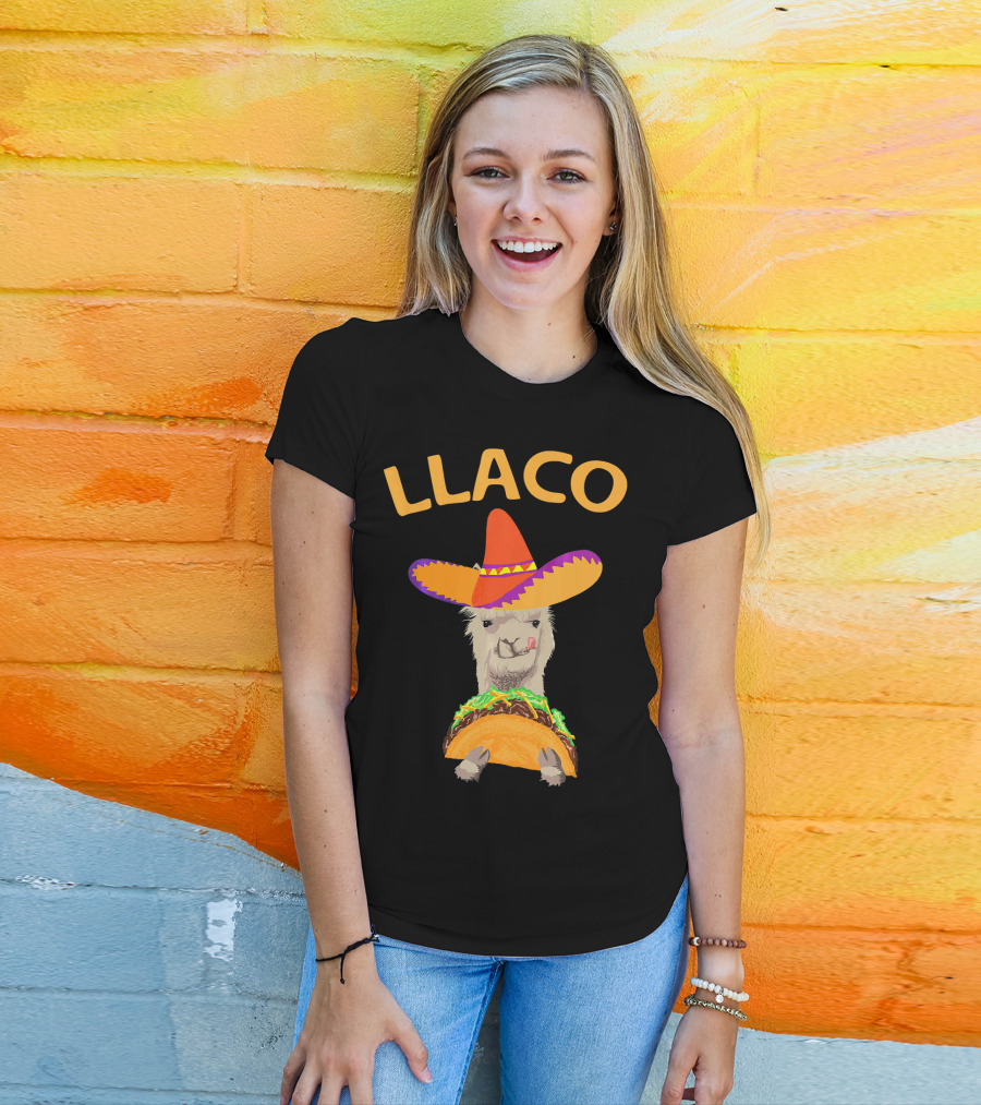 LLACO Llama Taco Sombrero Funny Cinco De Mayo T-Shirt