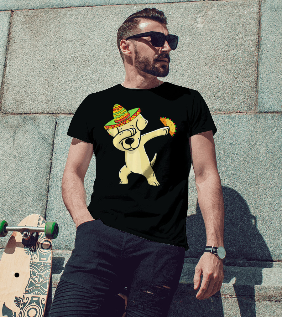Labrador Retriever Dabbing With Taco And Sombrero T-Shirt