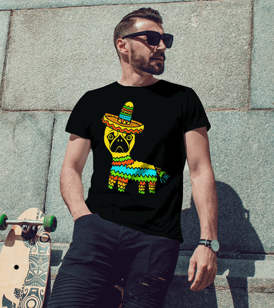 Cinco De Mayo Pug Pinata Wearing Sombrero T-Shirt