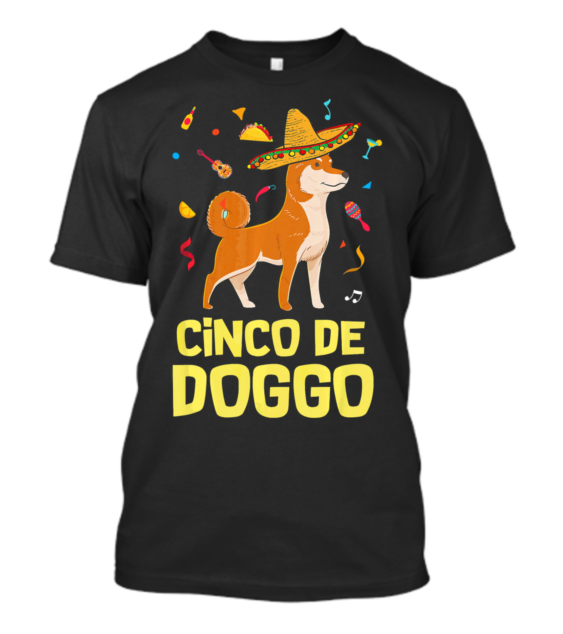 Funny Taco Sombrero Shiba Inu Doggo Cinco De Doggo T-Shirt