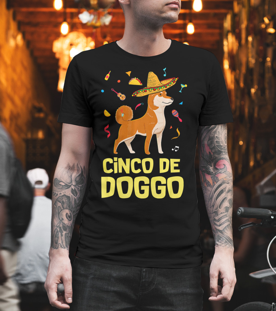 Funny Taco Sombrero Shiba Inu Doggo Cinco De Doggo T-Shirt