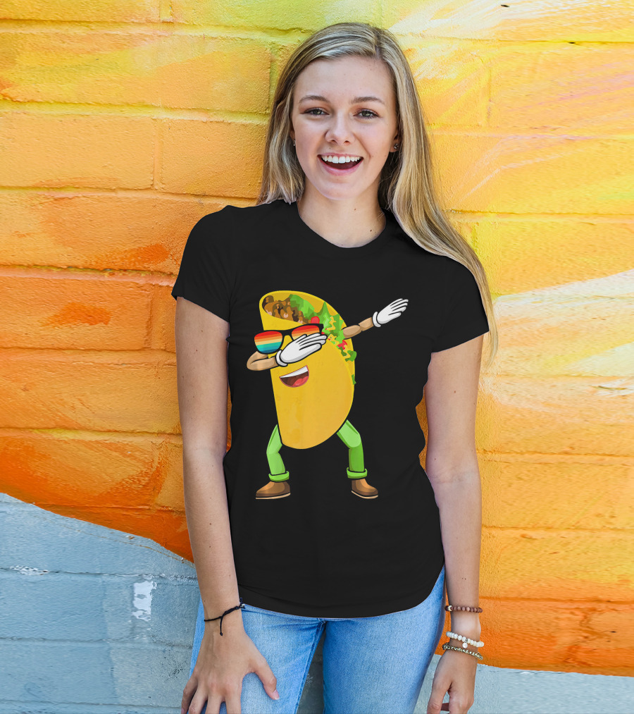 Dabbing Taco With Sunglasses Cinco De Mayo Fiesta Fun T-Shirt