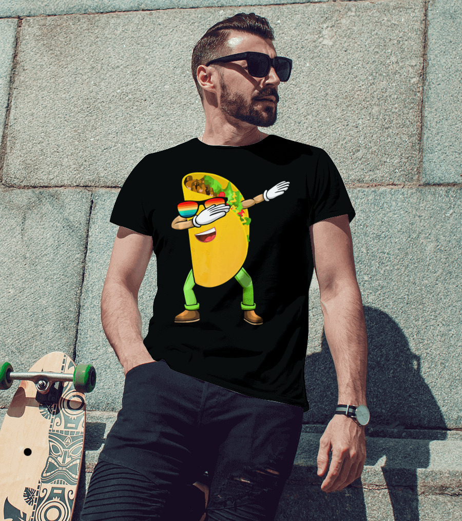 Dabbing Taco With Sunglasses Cinco De Mayo Fiesta Fun T-Shirt