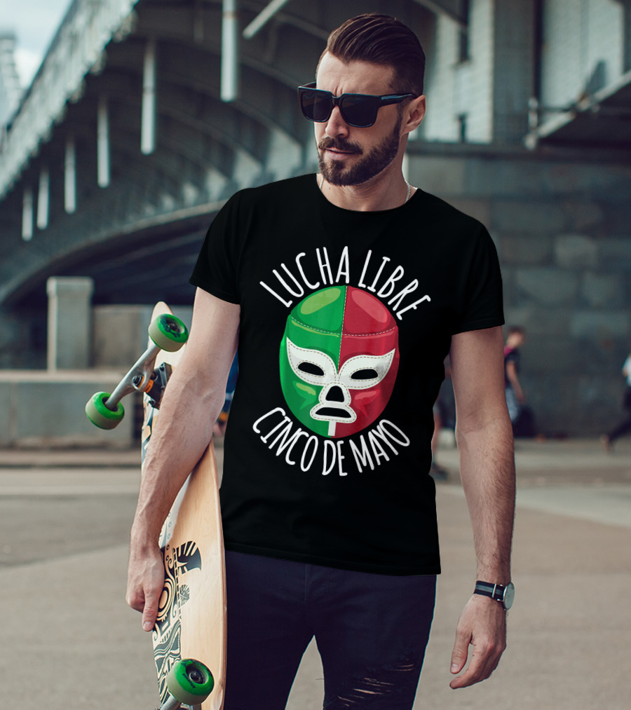 Lucha Libre Cinco De Mayo Wrestling Mask Mexican Flag Colors T-Shirt