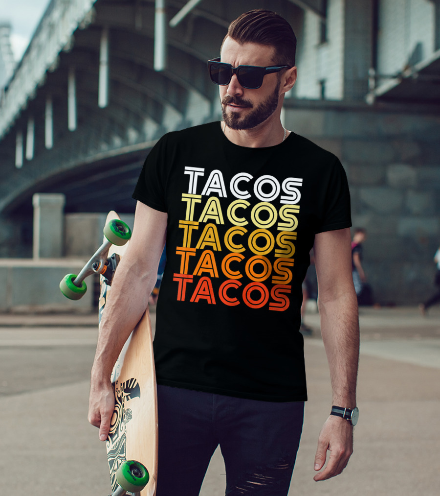 Cool Retro Vintage Tacos Gradient T-Shirt