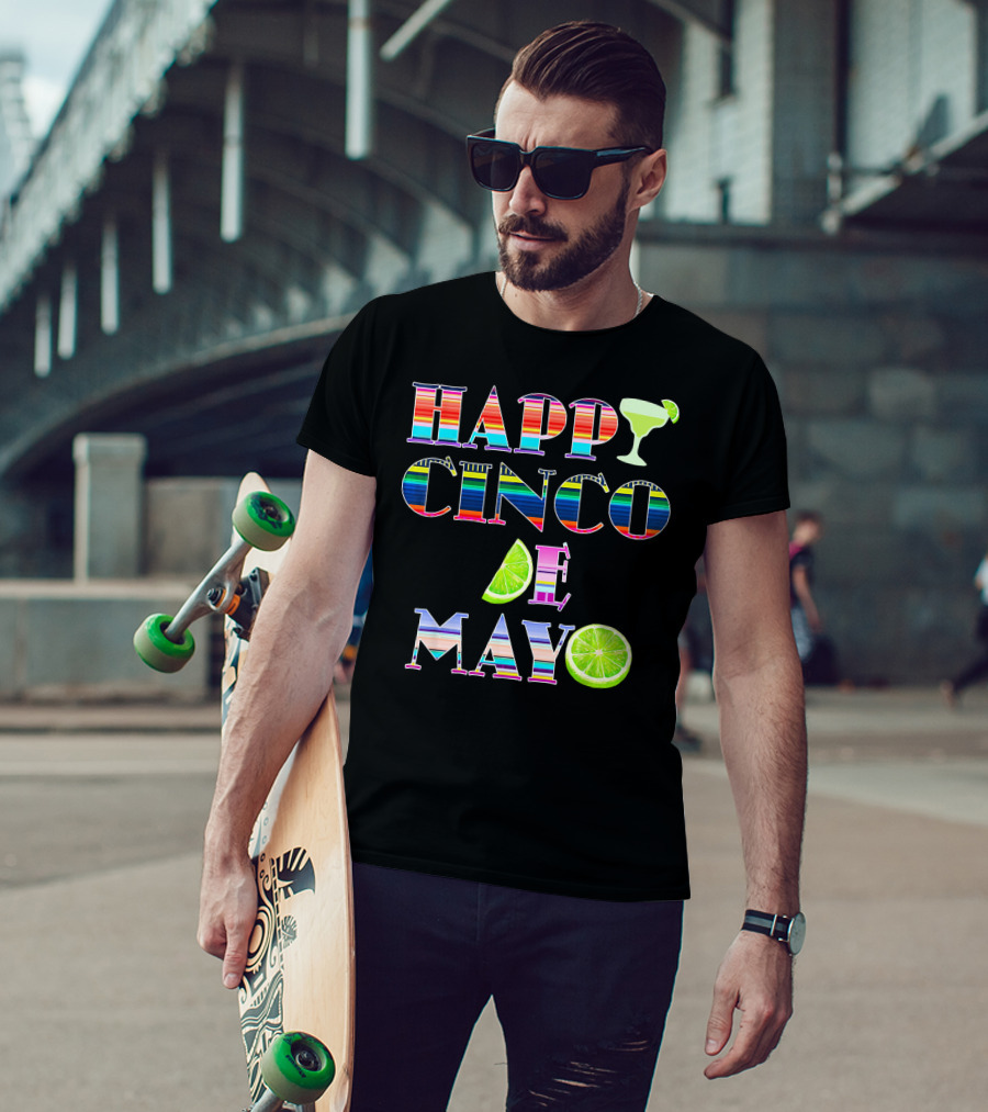 HAPPY CINCO DE MAYO Serape Stripes Margarita Lime T-Shirt