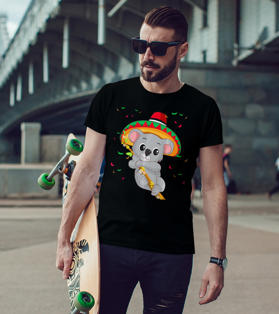 Cute Koala Bear With Sombrero Celebrating Cinco De Mayo 5th Of May T-Shirt