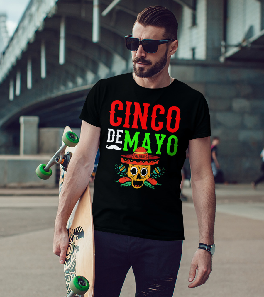 Cinco De Mayo Mariachi Skull Funny Mexic T-Shirt