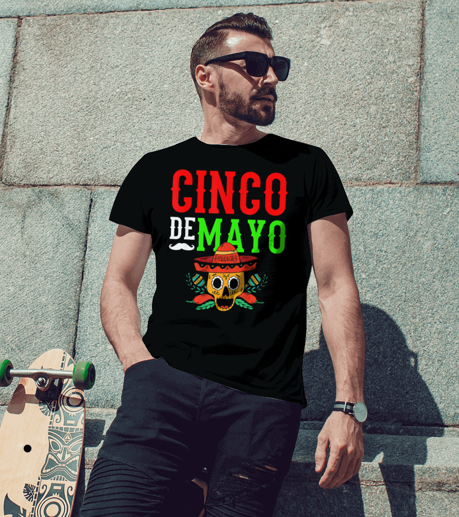 Cinco De Mayo Mariachi Skull Funny Mexic T-Shirt