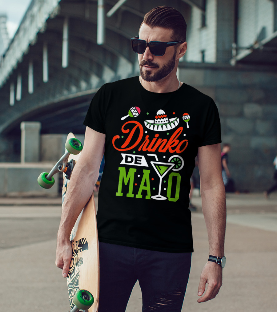 Drinko De Mayo Sombrero Maracas Margarita Icons T-Shirt