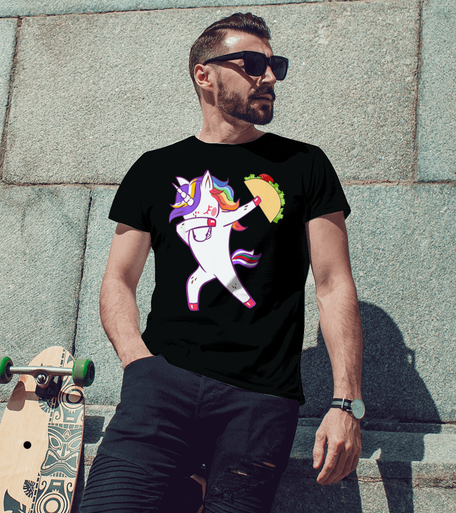 Unicorn Dabbing With Taco Cinco De Mayo T-Shirt
